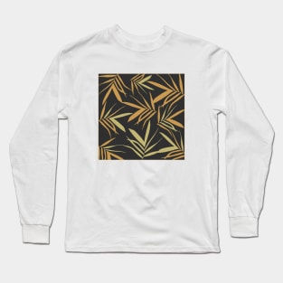 Leaves pattern. black gold. Long Sleeve T-Shirt